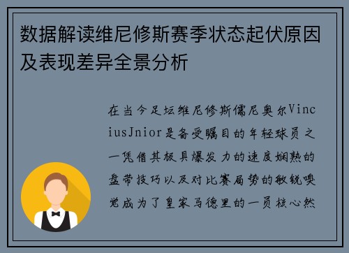 数据解读维尼修斯赛季状态起伏原因及表现差异全景分析
